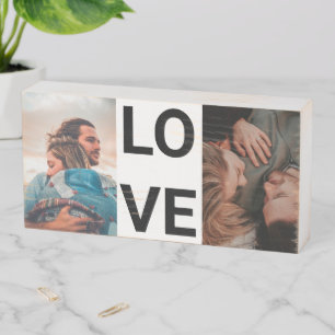 Signe En Bois Typographie d'amour simple moderne 2 photo grille 
