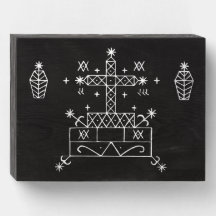 Veve blanc de Baron Samedi sur fond noir