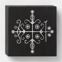 Veve blanc de Papa Legba sur fond noir