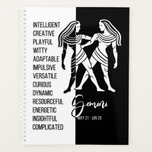 Signe Gemini Zodiac, noir et blanc