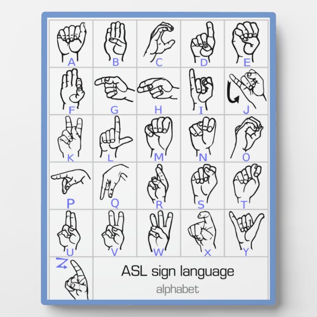 SIGNE LANGUE Plaque ALPHABET (Devant)