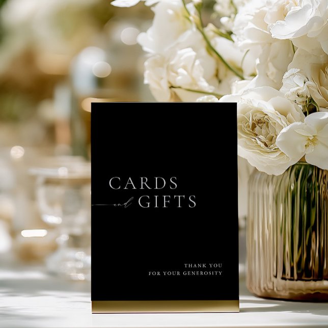Signe Mariage simple noir et blanc Cartes et cadea (Simple Black & White Cards & Gifts Wedding Sign)