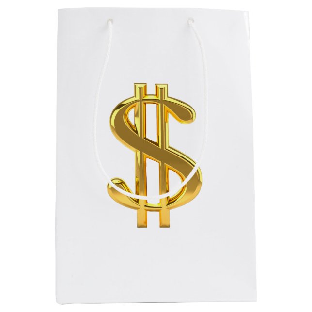 Signe or Dollar sur Sac cadeau blanc (Devant)
