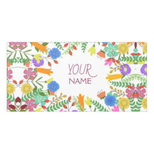 Signe personnalisé de porte d'enfants - floral