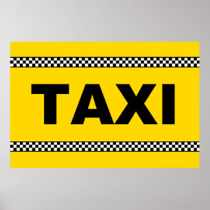 SIGNE TAXI POSTER Classique Jaune Noir et Blanc