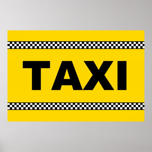 SIGNE TAXI POSTER Classique Jaune Noir et Blanc (Devant)