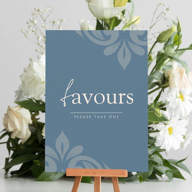 Signe Tealgrey Elegant Minimal Damask Script Favor (Créateur téléchargé)