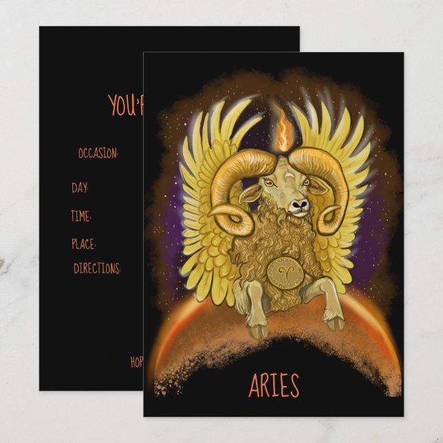Signe Zodiac Aries Invitation (Devant / Derrière)