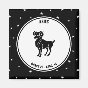 Signe Zodiac Aries, Magnet noir et blanc