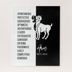 Signe Zodiac Aries, Puzzle noir et blanc