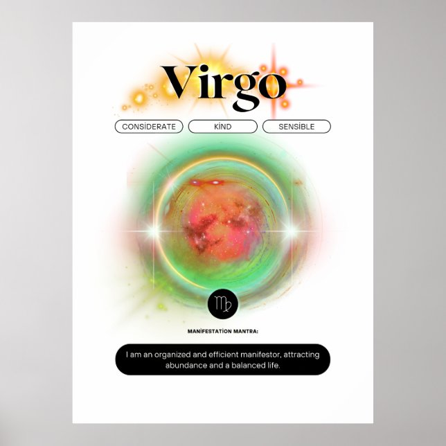 SIGNE Zodiac Virgo Citation Élément Terre Poster (Devant)