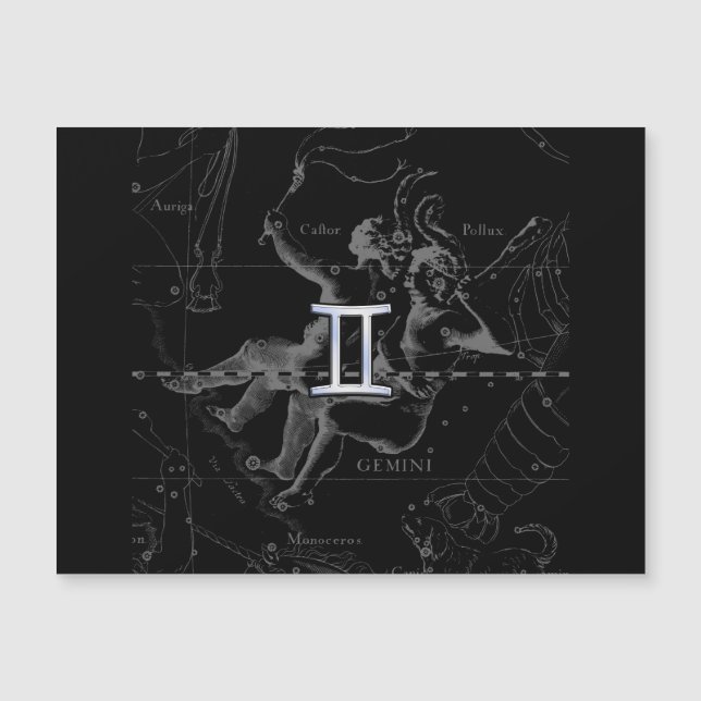 Signe zodiacal des Gémeaux chromé comme sur Heveli (Devant)