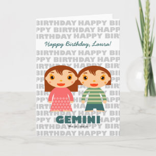 SIGNE Zodiaque Gemini Carte d'anniversaire
