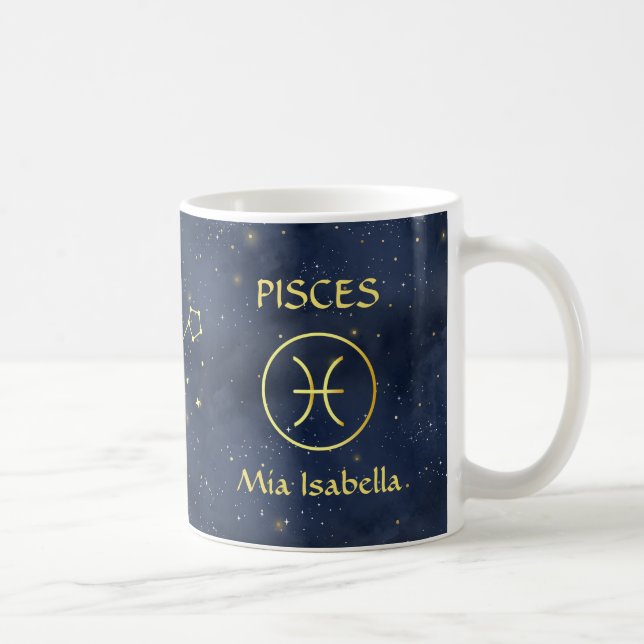 SIGNE Zodiaque Poissons & Chat Céleste Mug (Droite)