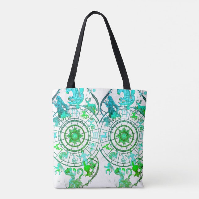 Signes astrologiques du zodiaque vert sur un sac f (Dos)