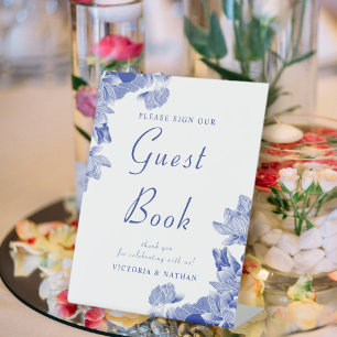 Signes de livre d'or Mariage bleu classique