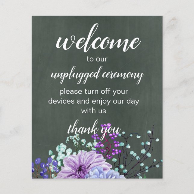 Signes de mariage personnalisés Chalkboard Purple  (Devant)