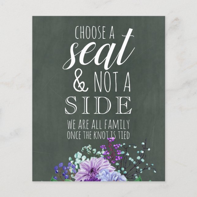 Signes de mariage personnalisés Chalkboard Purple  (Devant)