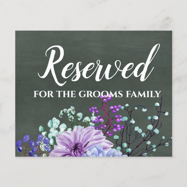 Signes de mariage personnalisés Chalkboard Purple  (Devant)