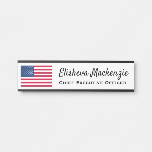 Signes de porte Nom du bureau Plaque American Flag (Devant)