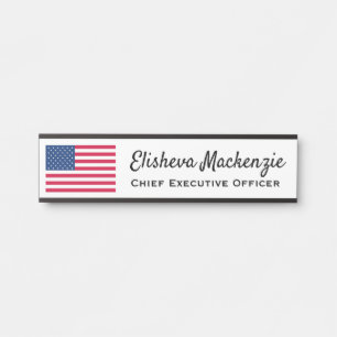 Signes de porte Nom du bureau Plaque American Flag