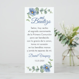 Signet Bautizo Favoriser Vert Feuilles Fleurs Bleu
