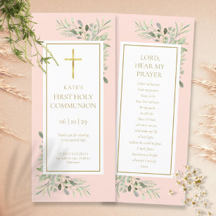 Signet de la carte de prière Pink Holy Communion