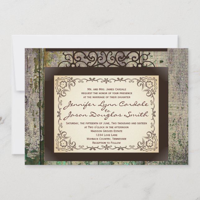 Signet Vintage Invitations de Mariage campagnard R (Devant)