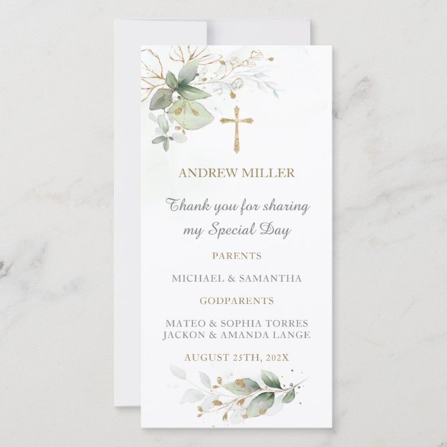 Signets Carte de Prière de Baptême (Devant)