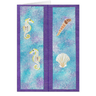 Signets Chevaux marins et Coquillages sur violet