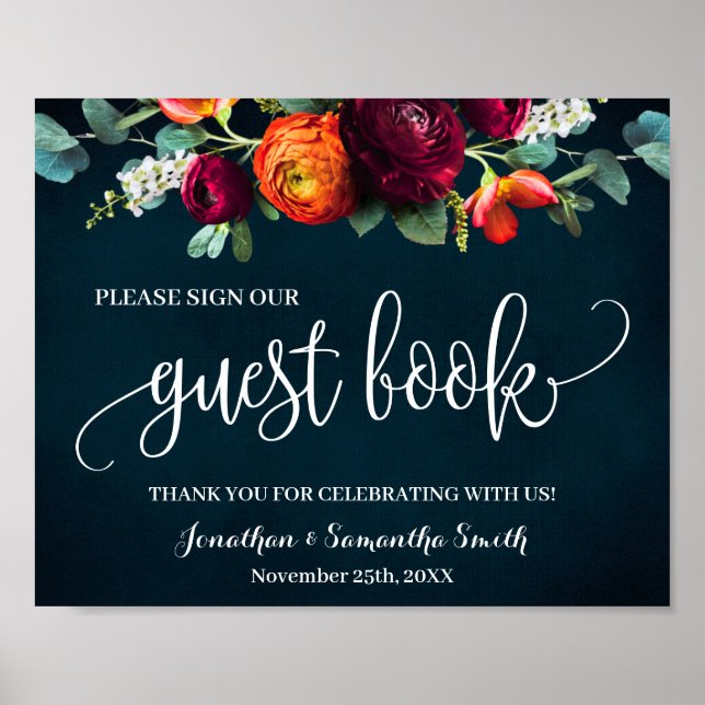 Signez notre livre d'or mariage marine vin (Devant)