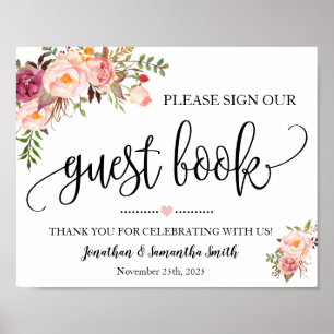 Signez notre livre d'or shower de mariage floral r