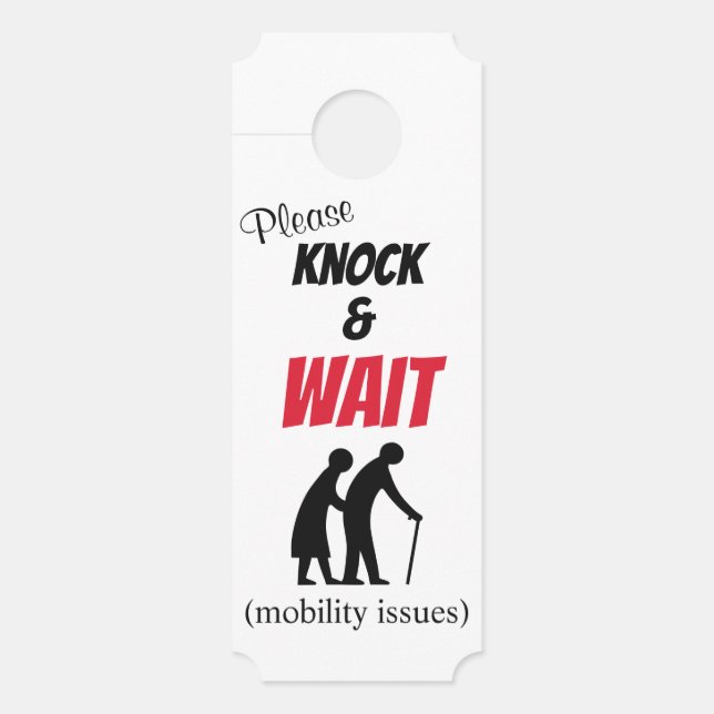 S'il vous plaît 'Knock & Wait' Affichette de porte (Devant)