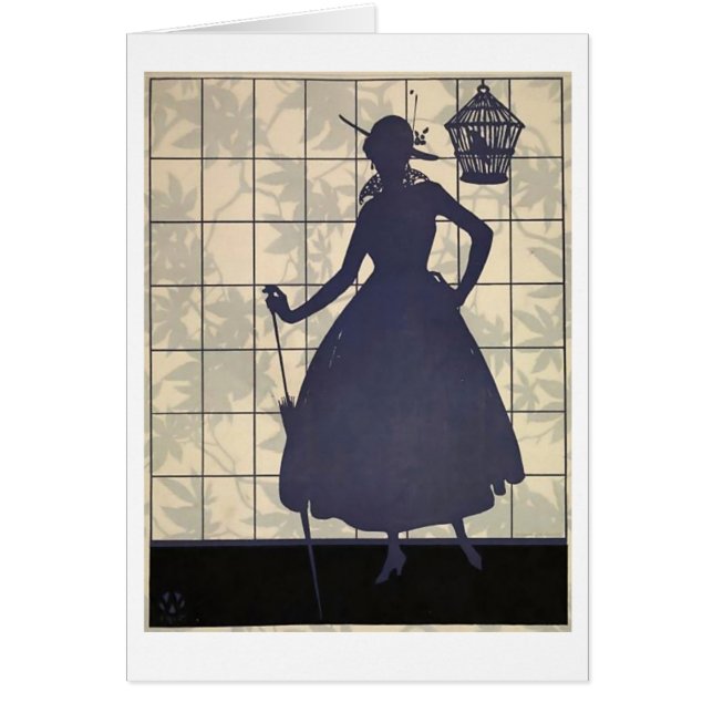 Silh de cage à oiseaux. carte (Devant)