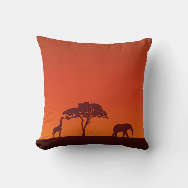 Silhouette africaine de safari - coussin (Recto)