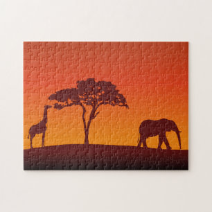 Silhouette africaine de safari - puzzle