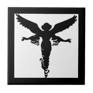 Silhouette Angel sur Carreaux en céramique blanche