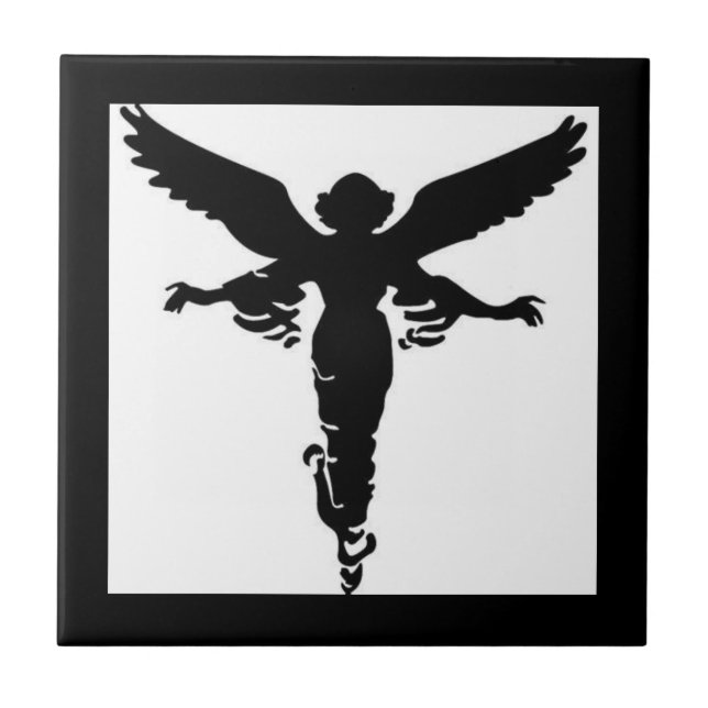 Silhouette Angel sur Carreaux en céramique blanche (Devant)