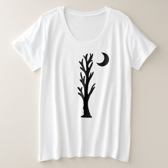 Silhouette Arbre Noir À Barron Avec Lune Crescent (Design devant)