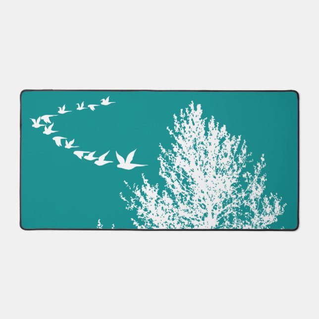 Silhouette bicanale foncée Oiseaux Volant Arbre (Recto)