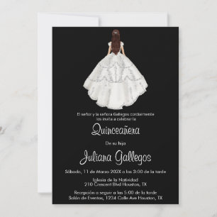 Silhouette blanche Quinceañera invitation