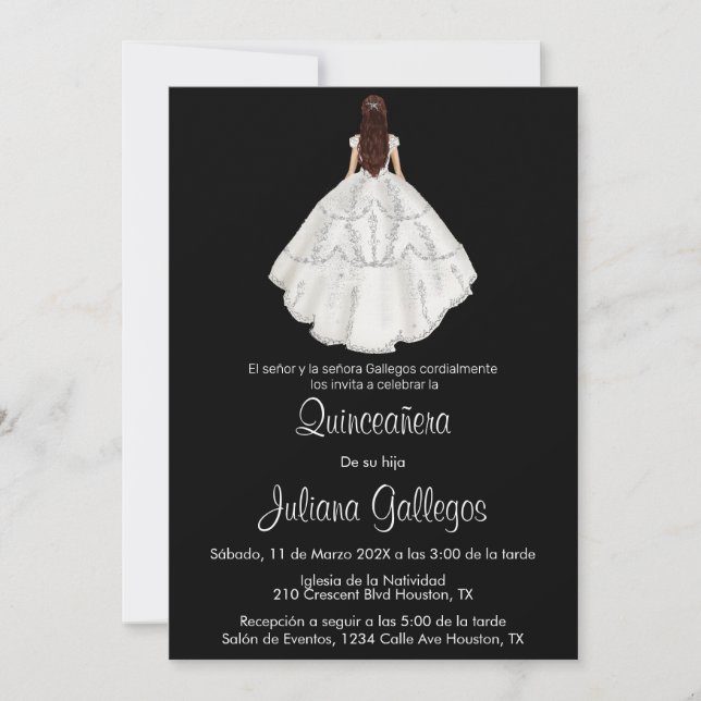 Silhouette blanche Quinceañera invitation (Devant)