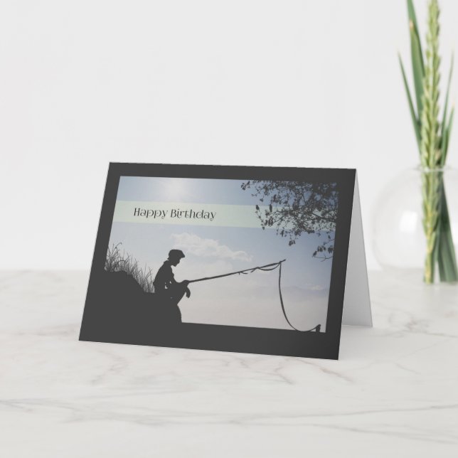 Silhouette Boy Fishing Carte d'anniversaire (Devant)