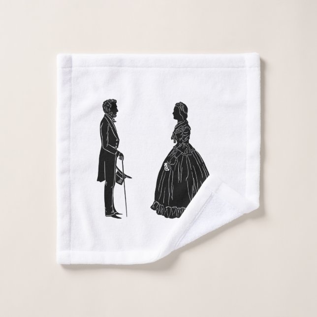 silhouette d'abraham lincoln et de mary todd linco (Gant de toilette)