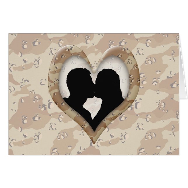 Silhouette de baiser en couple (Coeur de camouflag (Devant horizontal)