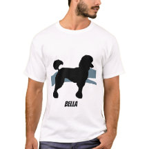 Silhouette de caniche sur T-shirt bleu splash