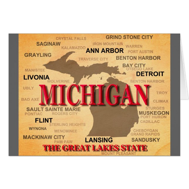 Silhouette de carte de fierté d'État du Michigan (Devant horizontal)