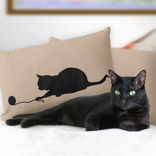 Silhouette de chat à Play Lumbar Coussin