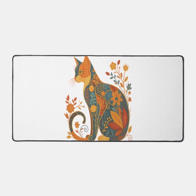 Silhouette de chat floral - Botanique vintage colo (Recto)