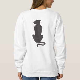 Silhouette de chat noir femme sweatshirt blanc dos